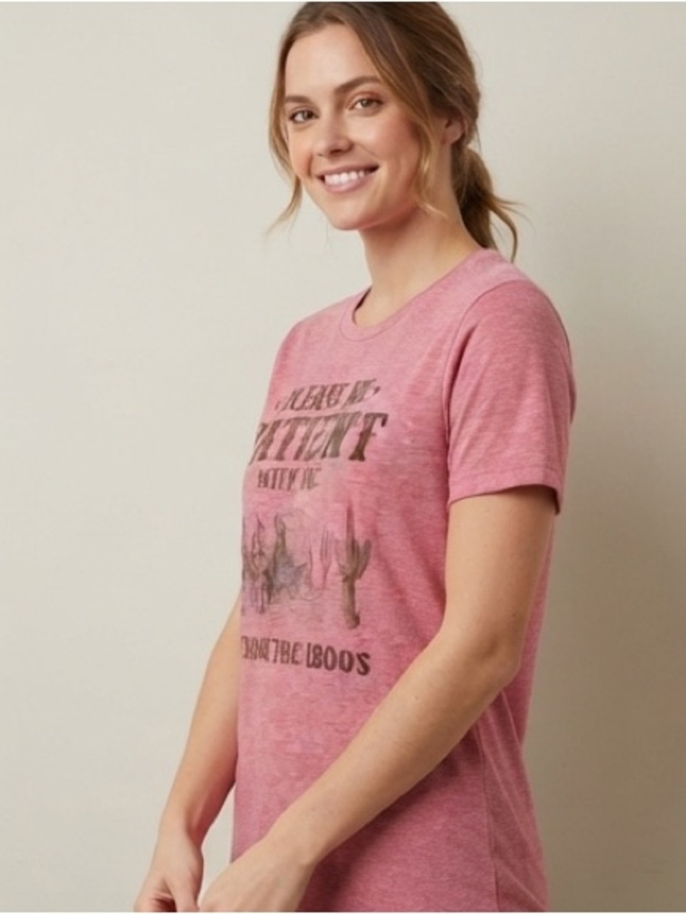 Please Be Patient With Me I'm From The 1900s Tee M 20” p2p Heather Pink EUC - Picture 6 of 11